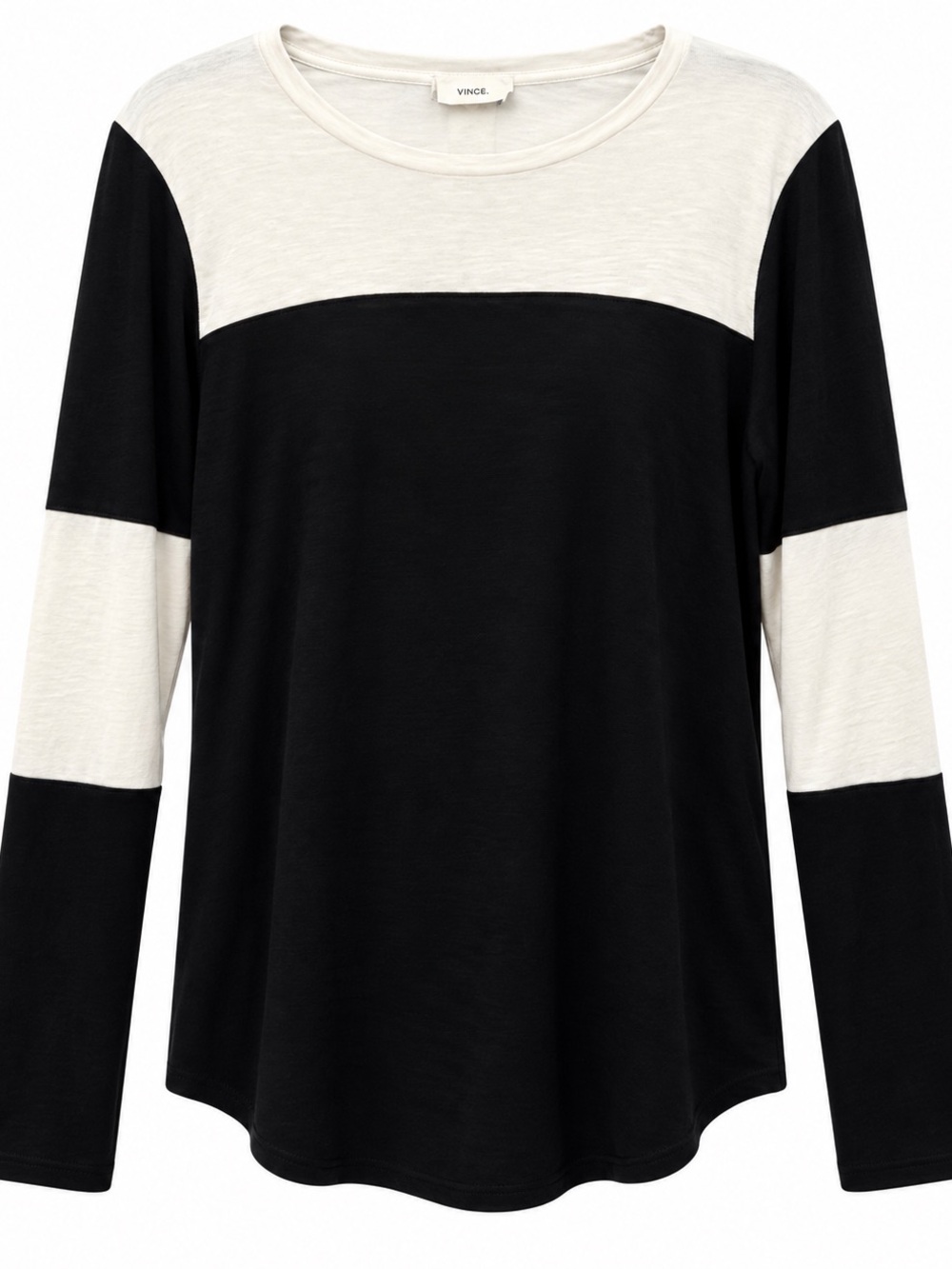 Vince Black and Cream Blocked Long-Sleeve Tee